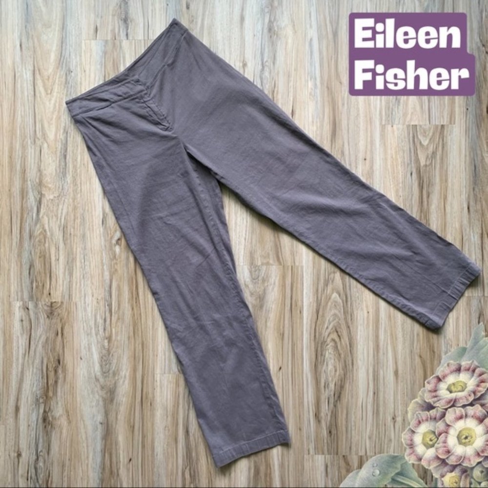EILEEN FISHER Linen Crop Gray Pants Size Small